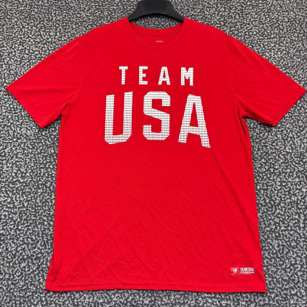 Team USA Olympic Shirt Men Large Red Short‎ Sleeve Crew Neck L